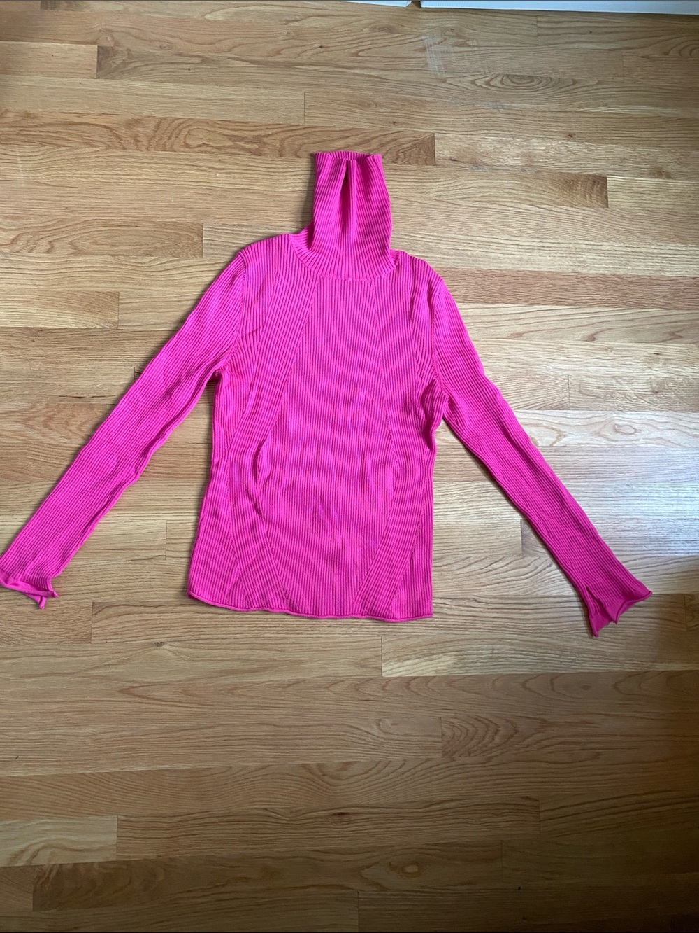 Anthropologie Hot Pink Ribbed Turtleneck Sweater